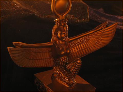 Isis statue kneeling with wings